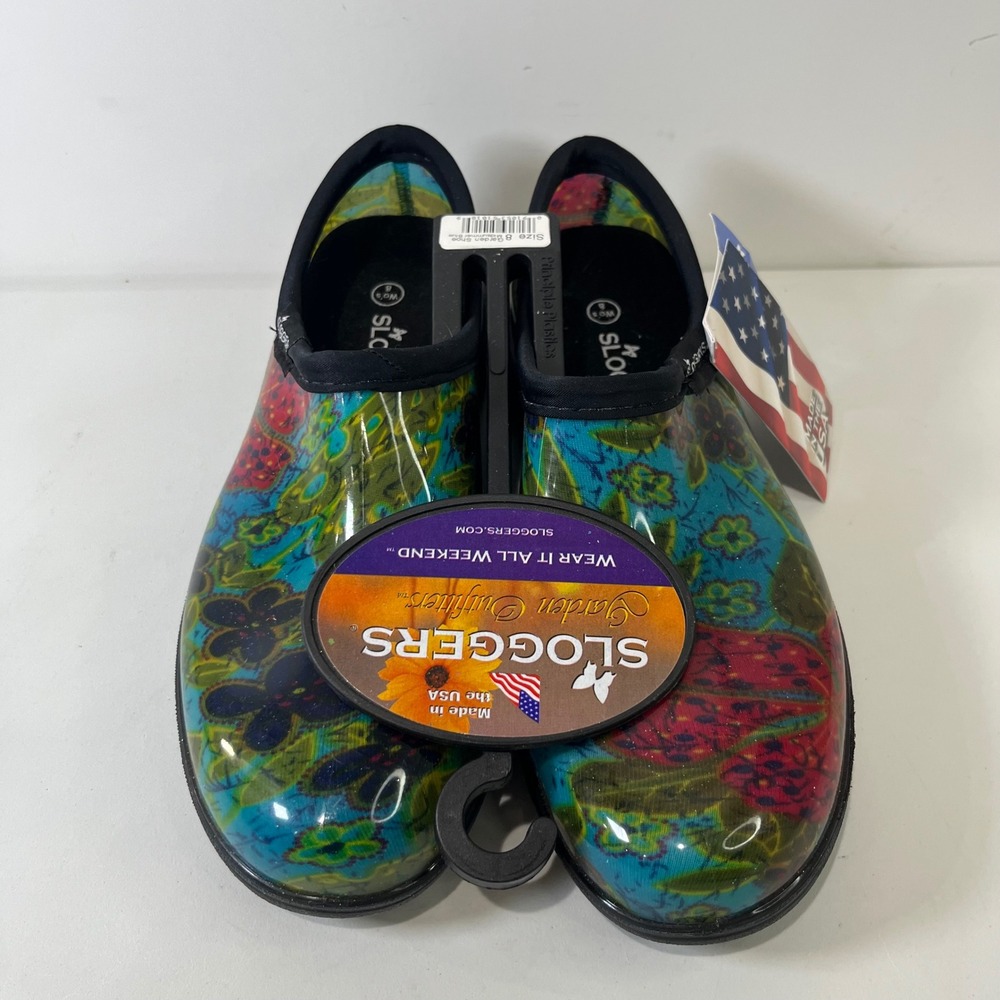 Sloggers Garden Shoe Women Size 8 Midsummer Blue Floral Waterproof Outdoor Clogs